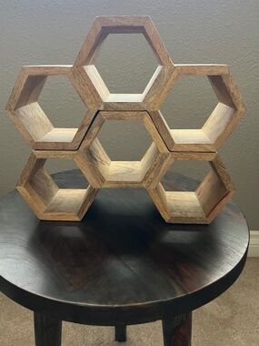 Honeycomb Hexagon Wood Wine Rack Set of 2